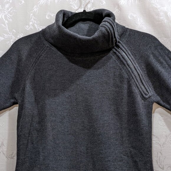 Calvin Klein Sweater Dress S Zipper Cowl Neck Turtleneck Short Sleeve Minimalist - Picture 5 of 6